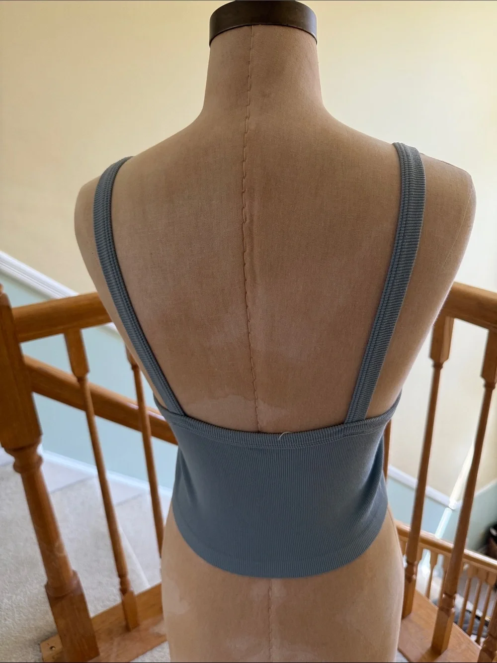 PacSun Slate Blue Ribbed Square Neck Crop Tank - Picture 4 of 5